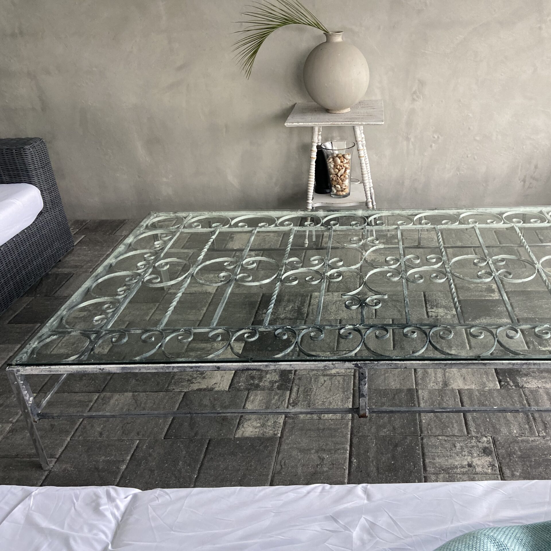 Custom Cut Tabletop for iron furniture.