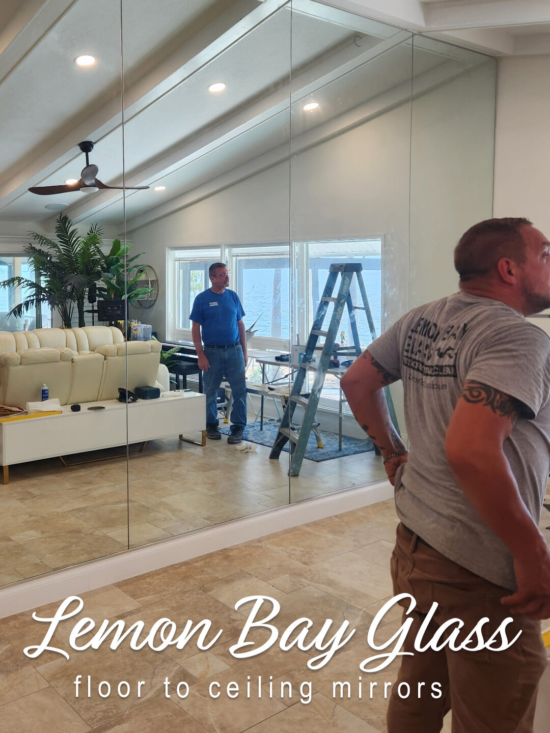 Lemon Bay Glass custom mirror cuts and installations. Custom Glass and Mirror by Lemon Bay Glass.