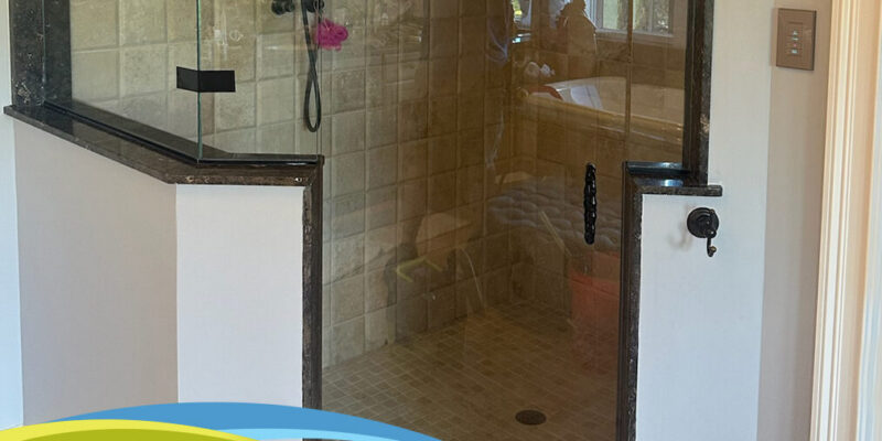 Professional shower glass installation Englewood FL frameless shower enclosure secure anchoring proper hinge placement Lemon Bay Glass