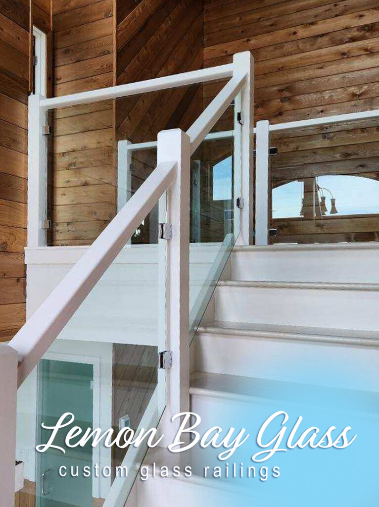 Custom glass railing complementing the modern architecture of a Southwest Florida residence.